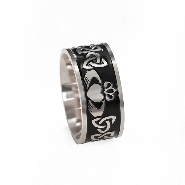 

PandaHall Stainless Steel Enamel Triquetra/Trinity Knot Finger Rings, Heart Crown Claddagh Ring, Stainless Steel Color, Inner Diameter: 21mm...