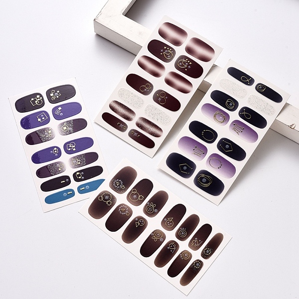 

PandaHall Full-Cover Wraps Nail Polish Stickers, Gold Stamping Self-adhesive Ombre Nail Art Decals Strips, for Woman Girls DIY Nail Art..., Multicolor