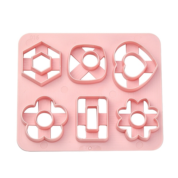 

PandaHall ABS Cookie Cutters, Heart/Hexagon/Flower, Pink, 100x120mm Plastic Square Pink