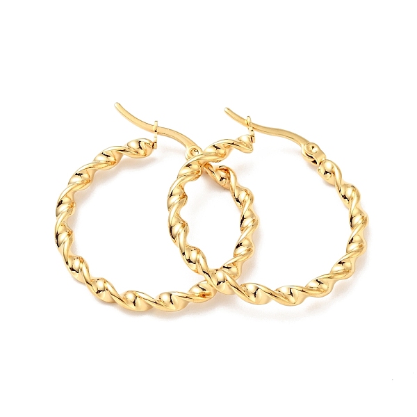 

PandaHall Vacuum Plating 201 Stainless Steel Twist Rope Hoop Earrings with 304 Stainless Steel Pins for Women, Golden, 30.5x3mm, Pin: 0.6mm...