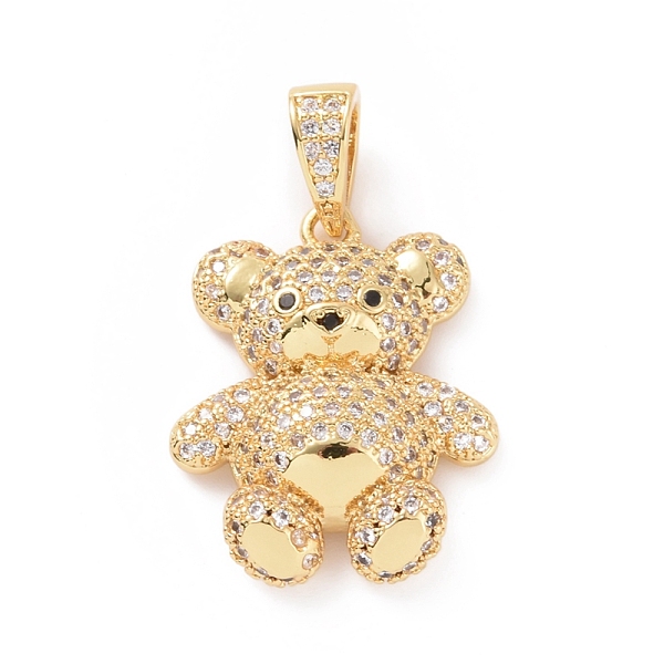 

PandaHall Brass Cubic Zirconia Pendants, Golden, Bear Charm, Clear, 24x19x5mm, Hole: 4x6.5mm Brass+Cubic Zirconia Bear Clear