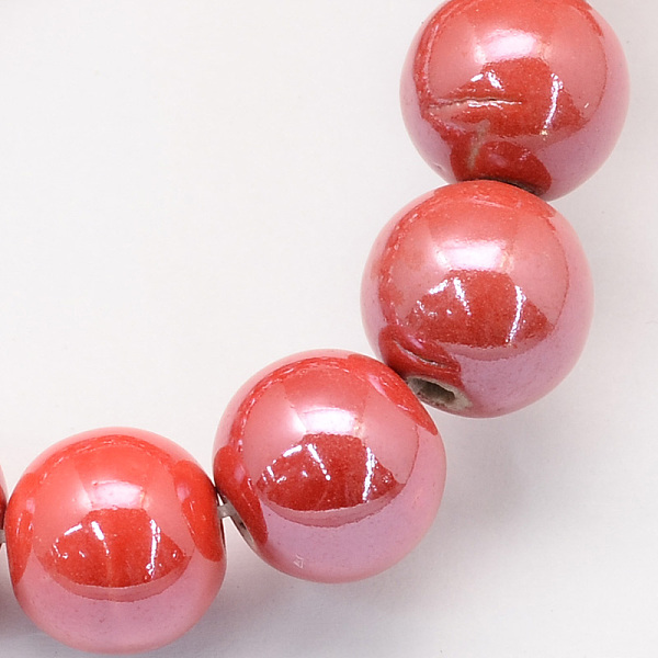 

PandaHall Pearlized Handmade Porcelain Round Beads, Orange Red, 6mm, Hole: 1.5mm Porcelain Round Red