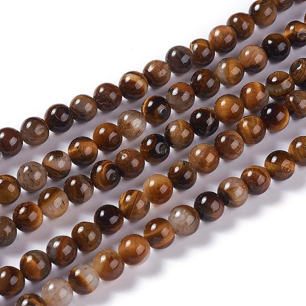 

PandaHall Natural Yellow Tiger Eye Beads Strands, Grade B, Round, 8mm, Hole: 1mm, about 45~47pcs/strand, 14.37 inch~14.76(36.5~37.5cm) Tiger...