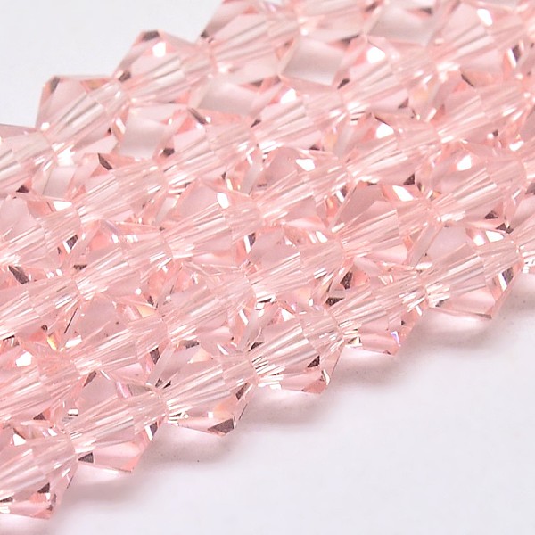 Imitate Austrian Crystal Bicone Glass Beads Strands, Grade AA, Faceted, Pink, 4x4mm, Hole: 1mm, about 82-85pcs/strand, 30.5-31cm