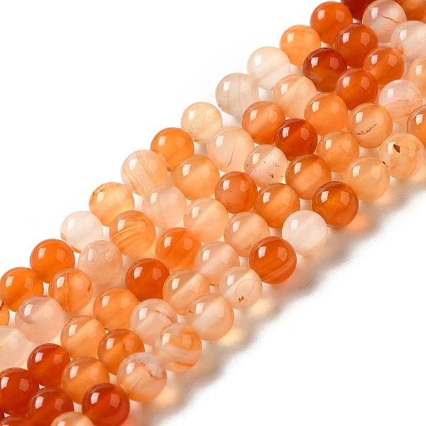 

PandaHall Natural Agate Beads Strands, Dyed & Heated, Round, 6~6.5mm, Hole: 1mm, about 63pcs/strand, 15.1 inch Natural Agate Round Orange