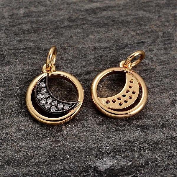 

PandaHall Moon Brass Micro Pave AAA Cubic Zirconia Charms, Cadmium Free & Nickel Free & Lead Free, Real 18K Gold Plated, 12.5x11x2mm, Hole...
