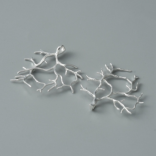 

PandaHall Brass Pendants, Branch Charm, Silver, 35x33x2mm, Hole: 2x3mm Brass Branch