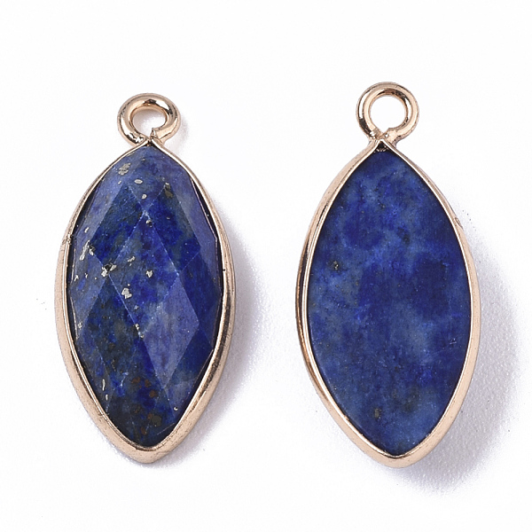 

PandaHall Natural Lapis Lazuli Pendants, with Golden Plated Edge Brass Findings, Faceted, Horse Eye, 20x9x5mm, Hole: 1.2mm Lapis Lazuli...