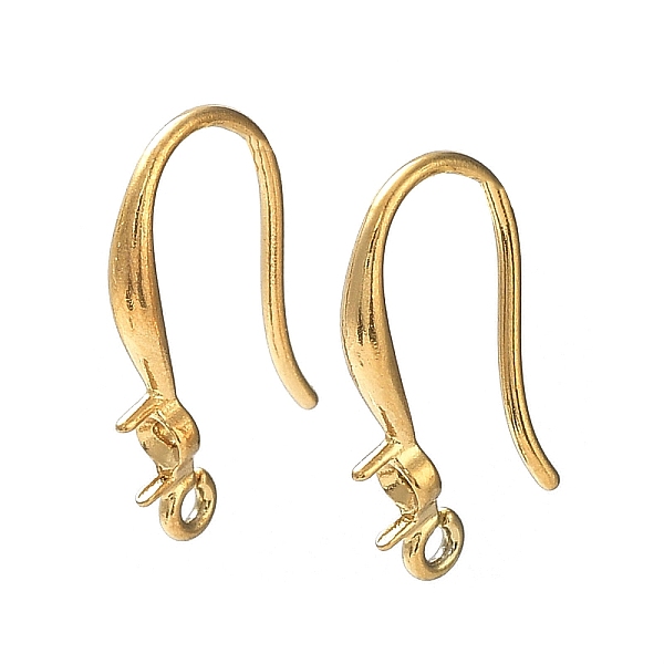 

PandaHall Ion Plating(IP) 304 Stainless Steel Earring Hooks, for Half Drilled Beads, Real 18K Gold Plated, 17x11mm, Hole: 1.2mm, Fit for...