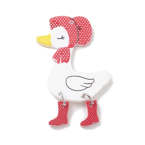 

PandaHall Acrylic Pendants, with Iron Jump Ring, Duck, Red, 48mm, Hole: 1.6mm Iron+Acrylic Duck Red