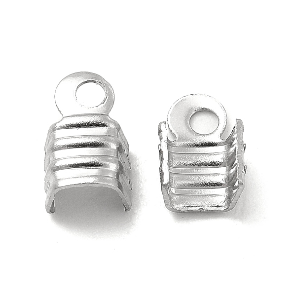 

PandaHall 304 Stainless Steel Folding Crimp Ends, Fold Over Crimp Cord Ends, Stainless Steel Color, 7x4x3mm, Hole: 1.4mm, Inner Diameter...