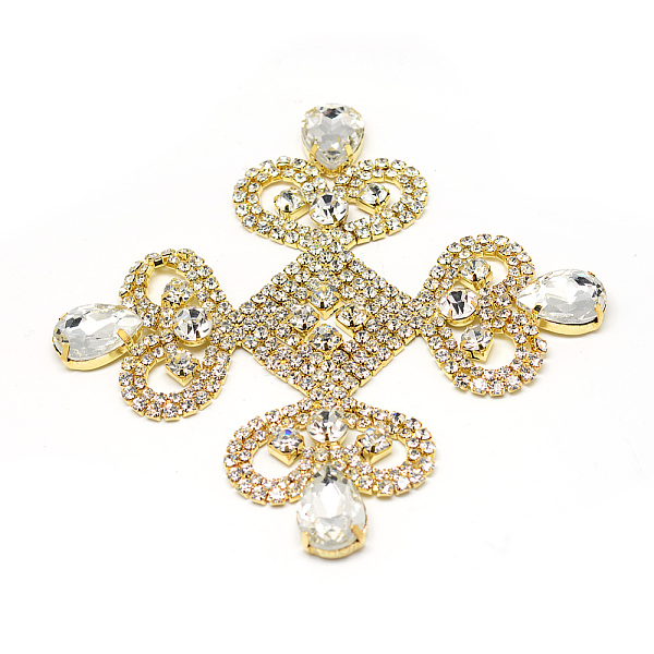 

PandaHall Brass Rhinestone Cabochons, Cross, Golden, 105x105x7mm Brass+Rhinestone Cross Clear