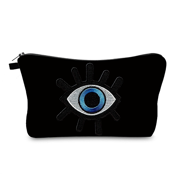 

PandaHall Evil Eye Theme Polyester Cosmetic Pouches, with Iron Zipper, Waterproof Clutch Bag, Toilet Bag for Women, Rectangle, Black...