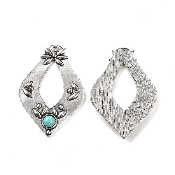 

PandaHall Alloy Big Pendants, with Synthetic Turquoise, Rhombus Charms, Antique Silver, 51x34x4mm, Hole: 2mm Synthetic Turquoise Rhombus