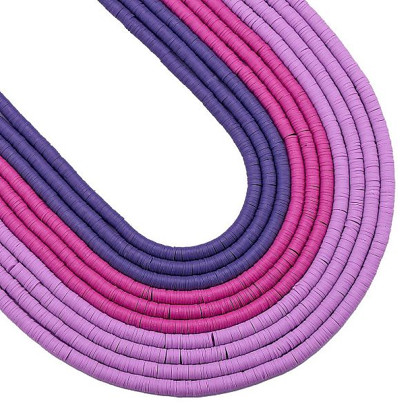 

PandaHall 10 Strands 3 Colors Flat Round Handmade Polymer Clay Beads, Disc Heishi Beads for Hawaiian Earring Bracelet Necklace Jewelry..., Purple
