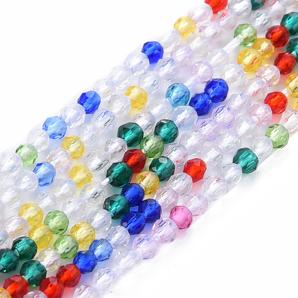 

PandaHall Glass Beads Strands, Faceted, Rondelle, Colorful, 2mm, Hole: 0.5mm, about 192~194pcs/strand, 12.99~13.39 inches(33~34cm) Glass...