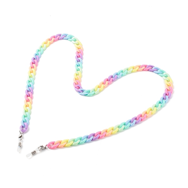 

PandaHall Eyeglasses Chains, Neck Strap for Eyeglasses, with Opaque Acrylic Curb Chains and Rubber Loop Ends, Stainless Steel Color...