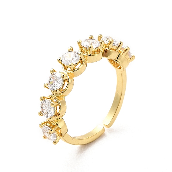 

PandaHall Cubic Zirconia Open Cuff Ring, Golden Brass Jewelry for Women, Clear, US Size 6(16.5mm) Brass+Cubic Zirconia Clear