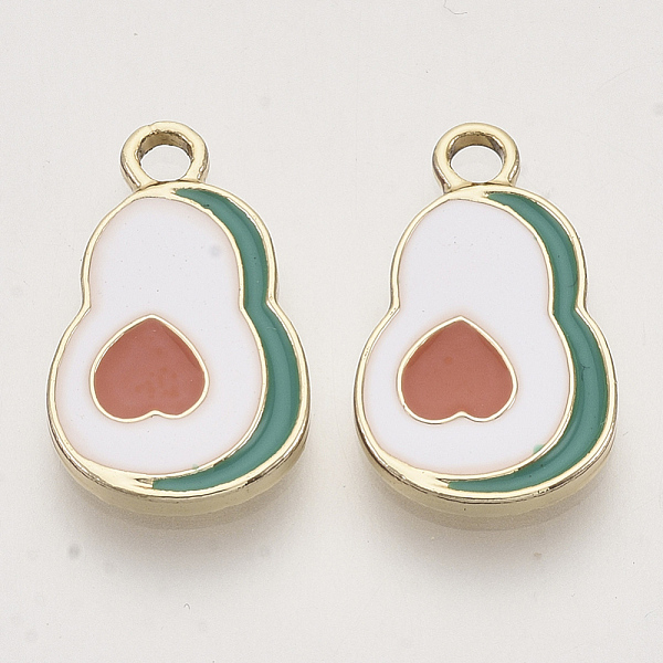 

PandaHall Light Gold Plated Alloy Pendants, with Enamel, Avocado, Colorful, 18x11x1.5mm, Hole: 2mm Alloy+Enamel Fruit
