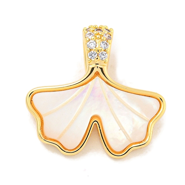 

PandaHall Brass Micro Pave Clear Cubic Zirconia Pendants, with Shell, Leaf, Real 18K Gold Plated, 15x16x6mm, Hole: 4x3mm Brass+Cubic...