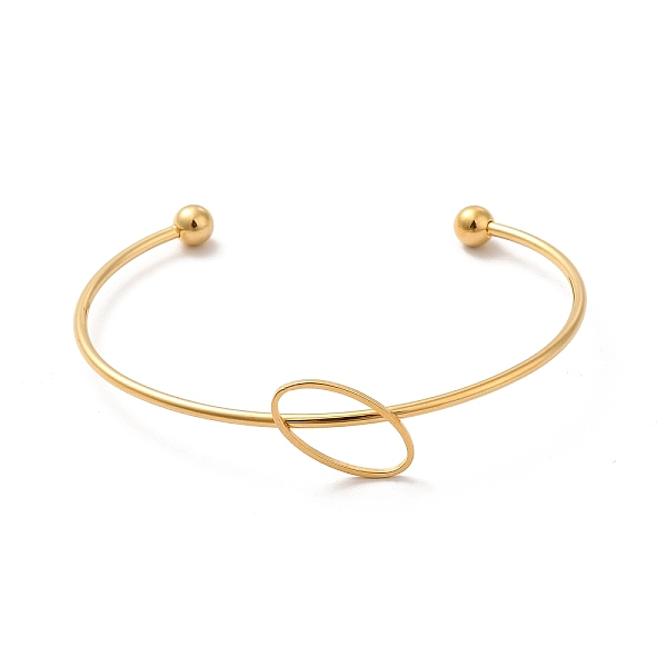 

PandaHall Oval 201 Stainless Steel Cuff Bangles for Women Girls, Golden, Inner Diameter: 2-1/8~2-1/2 inch(5.3~6.5cm) 201 Stainless Steel