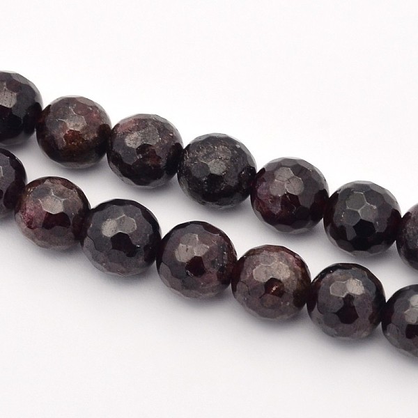 

PandaHall Natural Garnet Beads Strands, Faceted, Round, 8mm, Hole: 1mm, about 44pcs/strand, 15 inch(38.5cm) Garnet Round