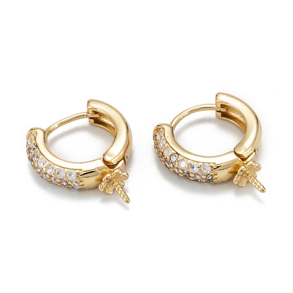 

PandaHall Eco-Friendly Brass Micro Pave Clear Cubic Zirconia Hoop Earring Findings, for Half Drilled Bead, Ring, Real 18K Gold Plated...