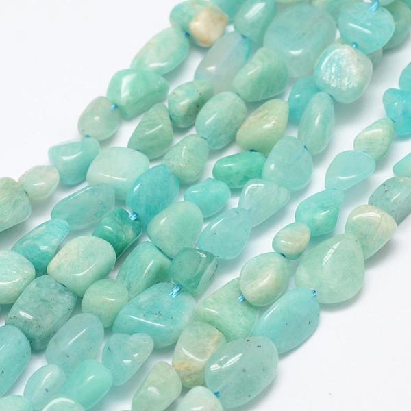 

PandaHall Natural Amazonite Beads Strands, Tumbled Stone, Nuggets, 6~8x4~6mm, Hole: 1mm, 15.3 inch(39cm) Amazonite Nuggets Green