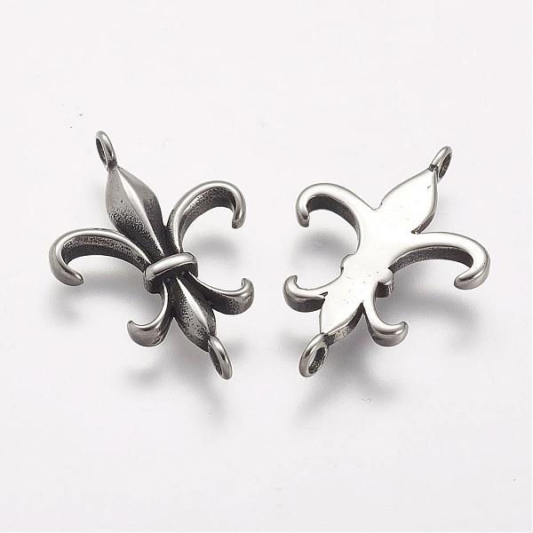 

PandaHall 304 Stainless Steel Links connectors, Fleur-de-lis, Antique Silver, 27.5x18x3mm, Hole: 2mm 304 Stainless Steel Flower
