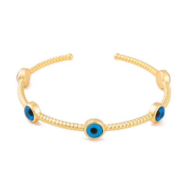 

PandaHall Evil Eye Brass Enamel Open Cuff Bangles for Women, Real 18K Gold Platend, Dark Blue, Inner Diameter: 2-1/8 inch(5.3~5.5cm), 3~8mm...