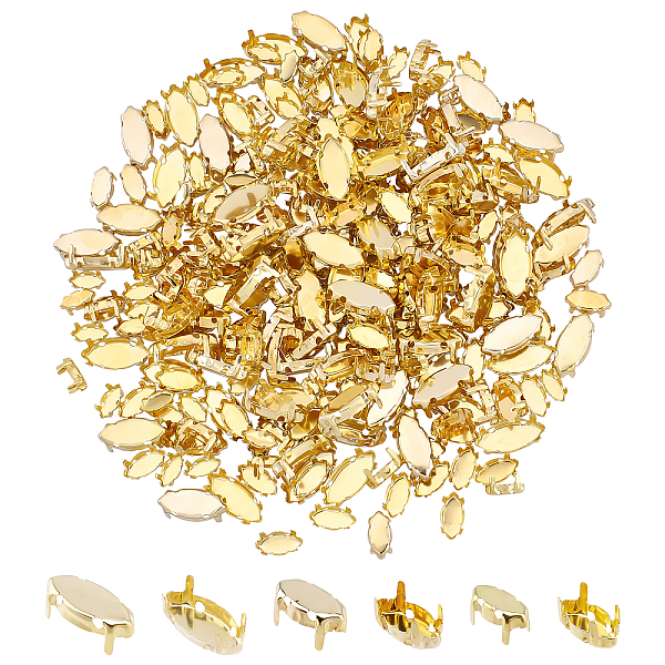 

PandaHall DICOSMETIC 300Pcs 3 Style 201 Stainless Steel Sew on Prong Settings, Claw Settings for Pointed Back Rhinestone, Horse Eye, Golden...