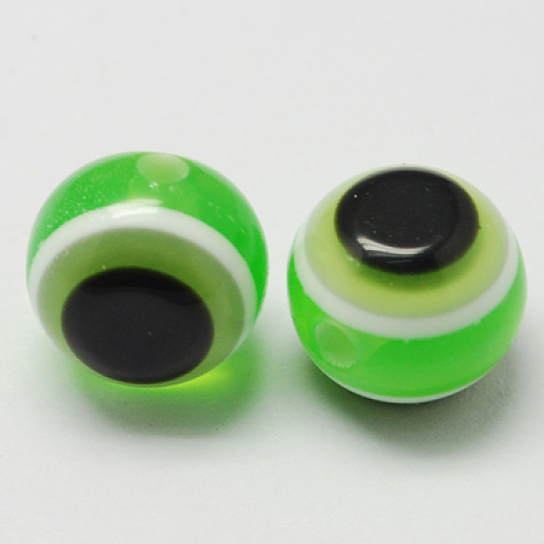 

PandaHall Round Evil Eye Resin Beads, Light Green, 6x5mm, Hole: 1.8~2mm Resin Evil Eye Green