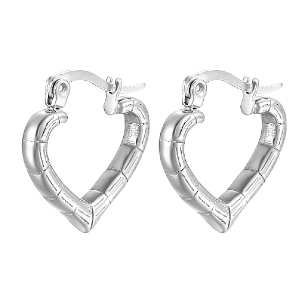 

PandaHall Heart 304 Stainless Steel Hoop Earrings for Women, Stainless Steel Color, 19x20mm Stainless Steel Heart