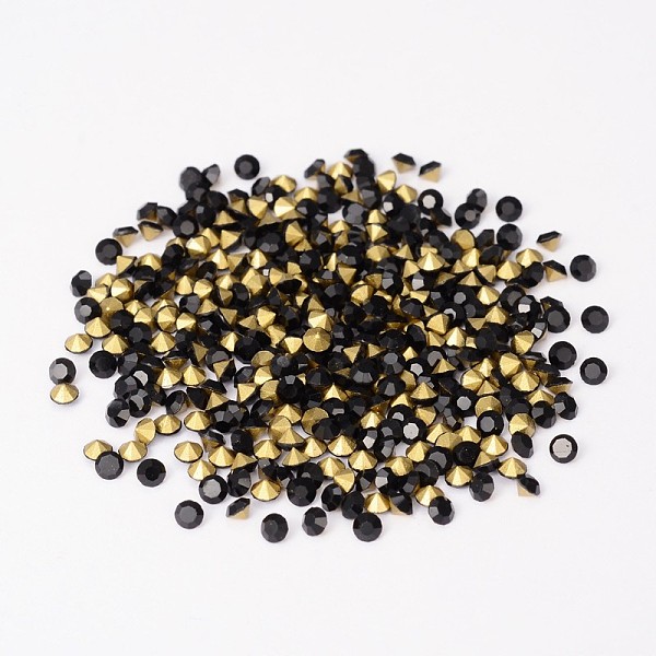 

PandaHall Back Plated Grade A Diamond Glass Pointed Rhinestone, Jet, 1.5~1.6mm, about 1440pcs/bag Glass Rhinestone Diamond Black