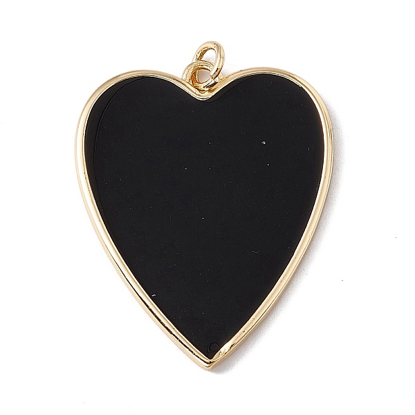 

PandaHall Brass Enamel Pendants, with Jump Ring, Cadmium Free & Nickel Free & Lead Free, Rack Plating, Heart, Real 18K Gold Plated, Black...