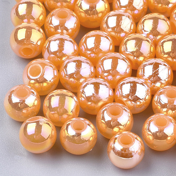 

PandaHall Plastic Beads, AB Color Plated, Round, Dark Orange, 6mm, Hole: 1.6mm, 4500pcs/500g Plastic Round Orange