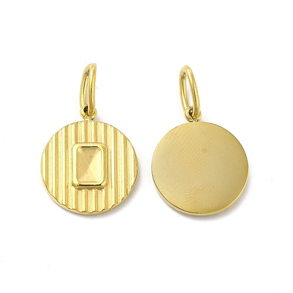 

PandaHall Ion Plating(IP) 304 Stainless Steel Pendants, with Jump Ring, Flat Round Rectangle Charm, Real 14K Gold Plated, 19x16x2.5mm, Hole...