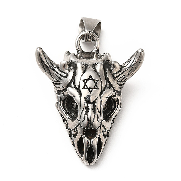 

PandaHall 304 Stainless Steel Pendants, Goat Head with Star of David, Antique Silver, 42x33x13.5mm, Hole: 5.5x10mm 304 Stainless Steel...