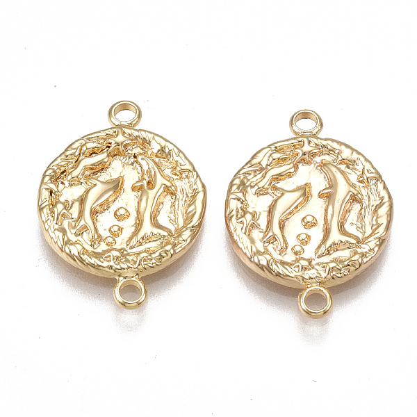 

PandaHall Brass Links connectors, Real 18K Gold Plated, Flat Round with Dolphin, 20.5x15x2mm, Hole: 1.8mm Brass Flat Round