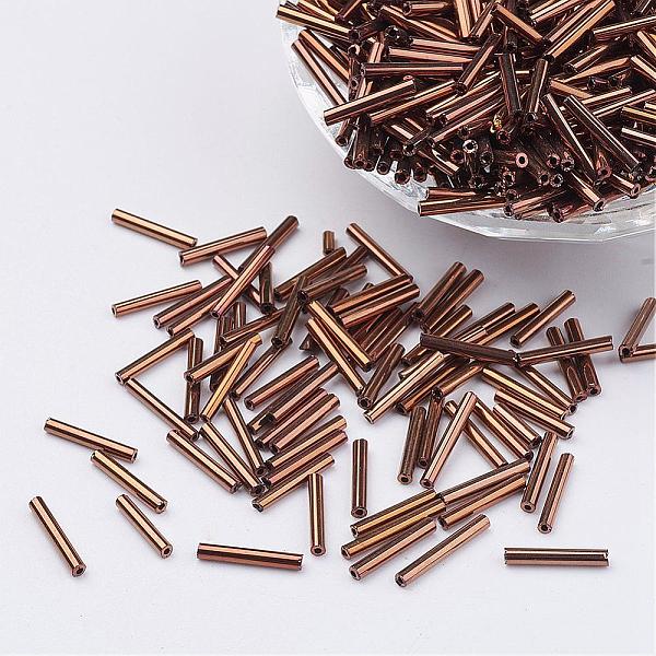 

PandaHall Glass Bugle Beads, Metallic Colours,Dark Goldenrod, 6x2mm, Hole: 0.5mm, about 10000pcs/bag Glass Gold