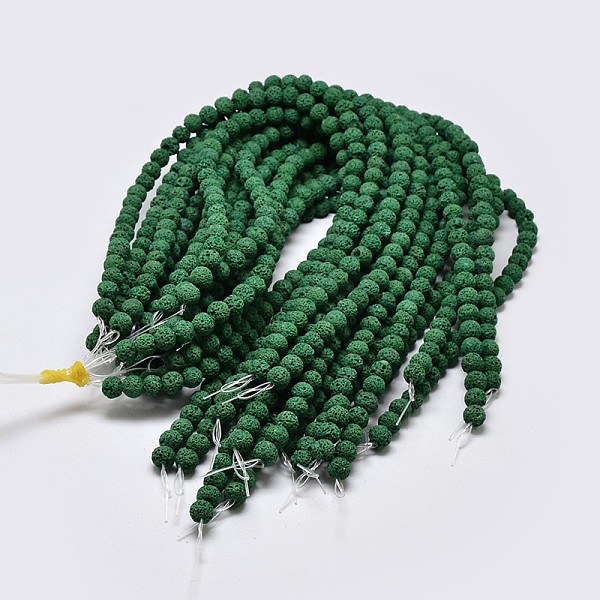 

PandaHall Natural Lava Rock Round Bead Strands, Dyed, Dark Green, 8mm, Hole: 1mm, about 50pcs/strand, 15.7 inch Lava Rock Round Green