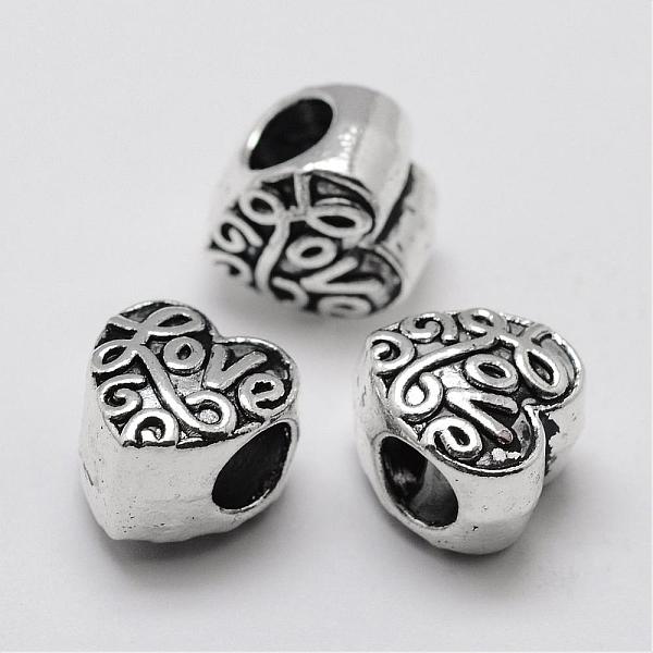 

PandaHall Alloy European Beads, Heart, Large Hole Beads, Antique Silver, 10.5x10x8mm, Hole: 5mm Alloy Heart