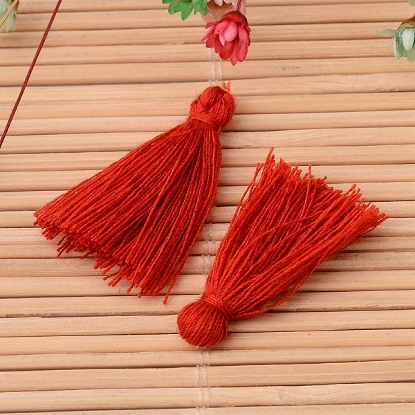 

PandaHall Cotton Thread Tassels Pendant Decorations, Coral, 25~31x5mm, about 39~47pcs/bag Cotton Red