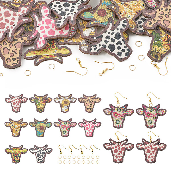 

PandaHall DIY Cow Cattle Dangle Earring Making Kit, Including Single Face Printed Wooden Pendants, Brass Jump Ring & Earring Hooks, Mixed..., Multicolor