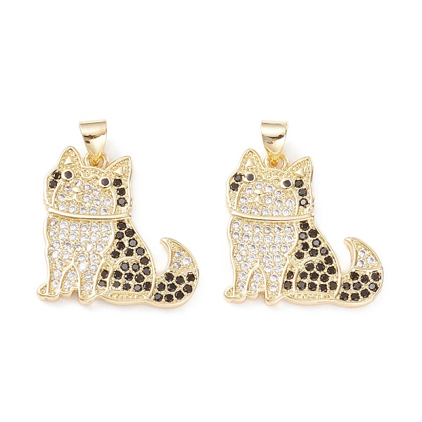 

PandaHall Brass Micro Pave Clear & Black Cubic Zirconia Pendants, Long-Lasting Plated, Cadmium Free & Lead Free, Cat, Real 18K Gold Plated...
