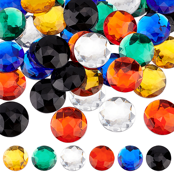 

PandaHall OLYCRAFT 60pcs Flat Back Acrylic Rhinestones 30mm Round Rhinestones Cabochons Acrylic Glitter Gems Cosplay Gems Jewels for Costume..., Multicolor