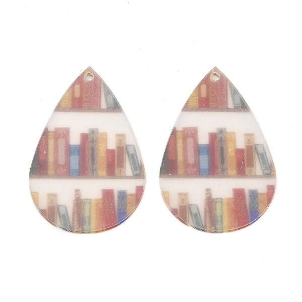 

PandaHall Acrylic Pendants, Teardrop, Book, 49x32x1.5mm, Hole: 2mm Acrylic Book
