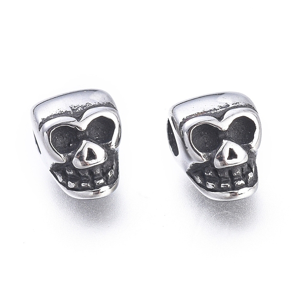 

PandaHall Halloween 304 Stainless Steel Beads, Skull Head, Antique Silver, 6x5x8.5mm, Hole: 2.8mm 304 Stainless Steel Skull