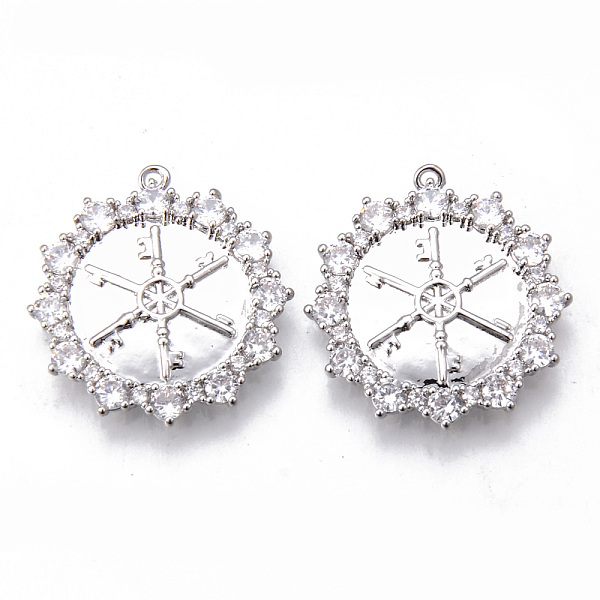 

PandaHall Brass Micro Pave Clear Cubic Zirconia Pendants, Nickel Free, Flower with Key Pattern, Platinum, 25x23x2mm, Hole: 1mm Brass+Cubic...