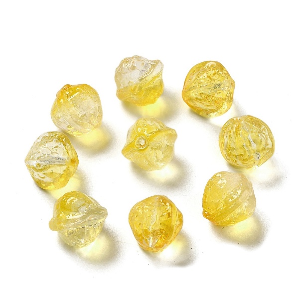 

PandaHall Transparent Glass Beads, Gradient Color, Walnut, Yellow, 12x13x12mm, Hole: 1.2mm Glass Round Yellow